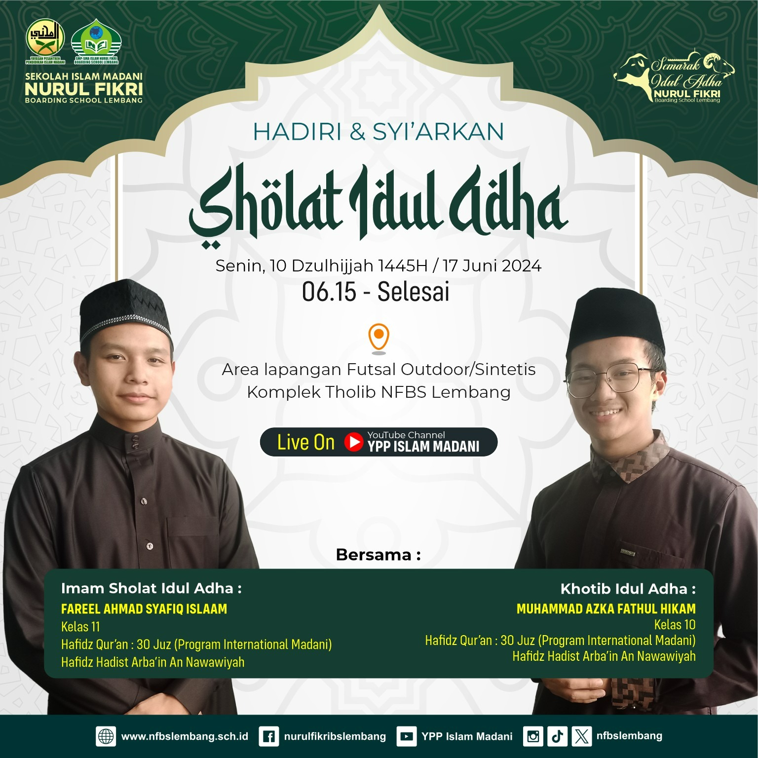 Sholat Idul Adha 1445 H di Nurul Fikri Boarding School Lembang